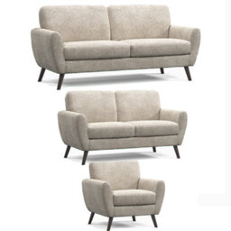 Furnishings For Less UK Matlock Boucle Linen Fabric Curved Arm 3 Piece Sofa Suite 3 Seater, 2 Seater And Armchair - thumbnail 1