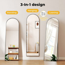 Levede 165X60Cm Full Length Mirror Black Metal Frame Floor Standing Wall Mounted - thumbnail 6