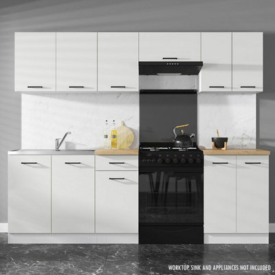 Heze Furniture Summer 7 Unit Kitchen Cabinets Set 230Cm In Chalk White Gloss - image 1