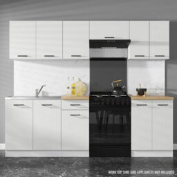 Heze Furniture Summer 7 Unit Kitchen Cabinets Set 230Cm In Chalk White Gloss - thumbnail 1