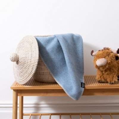 Native Natural Soft Blue Pure Wool Baby Blanket - image 1