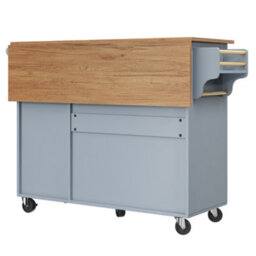 Abrihome Multifunctional Kitchen Island Serving Cart With Storage - 110Cm Removable Buffet Cabinet On Casters For Home Kitchen(Blue) - thumbnail 7