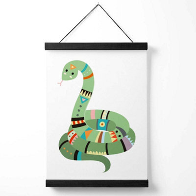 Artze Wall Art Snake Tribal Animal Art Print With Black Frame Size: A4 - image 1