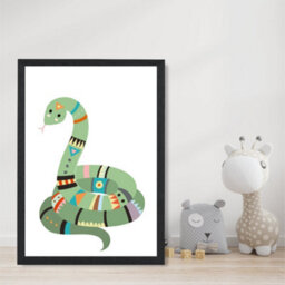 Artze Wall Art Snake Tribal Animal Art Print With Black Frame Size: A4 - thumbnail 2