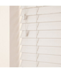 50mm Slat White Real Wood Venetian Blind With Strings 120Cm Drop 195Cm Wide