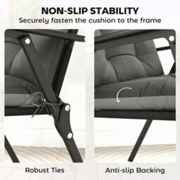 Outsunny Garden Chair Cushions Set Of 4, Waterproof Seat Pads, Dark Grey - thumbnail 6