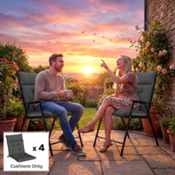 Outsunny Garden Chair Cushions Set Of 4, Waterproof Seat Pads, Dark Grey - thumbnail 9