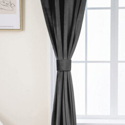 Oxford Homeware Eyelet Velvet Curtains Charcoal Fully Lined Blackout Thermal Insulated Eyelet Curtains Pair (W)117Cm X (L)137Cm - thumbnail 7