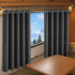 Oxford Homeware Eyelet Velvet Curtains Charcoal Fully Lined Blackout Thermal Insulated Eyelet Curtains Pair (W)117Cm X (L)137Cm - thumbnail 8