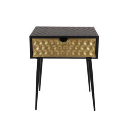 Core Products Set Of 2 Jupiter Metal 1-Drawer Bedside Tables, Black With Gold-Effect Drawer - thumbnail 4