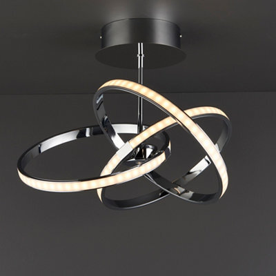Colours Endor Modern Acrylic & Aluminium Chrome Effect 3 Lamp Led Ceiling Light