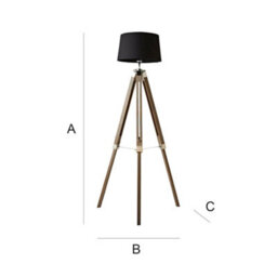 Valuelights Clipper Modern Distressed Wood And Silver Chrome Tripod Floor Lamp With Black Light Shade - thumbnail 8