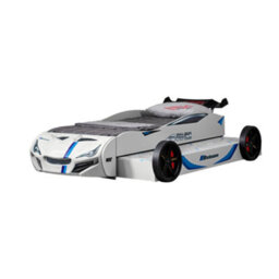 Plush Furniture Children's Gt Race Car Bed 3Ft Single Bed Frame With Pull Out Guest Bed In White - thumbnail 4