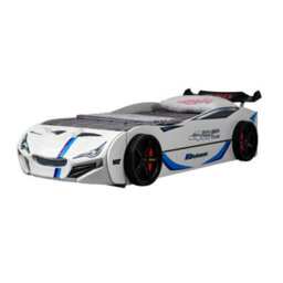 Plush Furniture Children's Gt Race Car Bed 3Ft Single Bed Frame With Pull Out Guest Bed In White - thumbnail 3