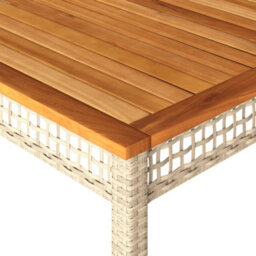 Berkfield Garden Table Beige 180X90X75 Cm Poly Rattan Acacia Wood - thumbnail 7