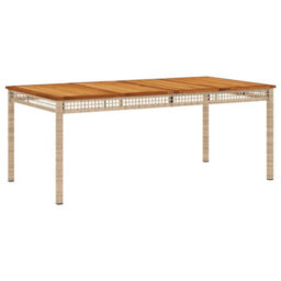 Berkfield Garden Table Beige 180X90X75 Cm Poly Rattan Acacia Wood - thumbnail 2