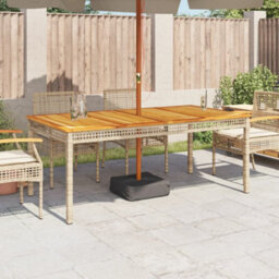 Berkfield Garden Table Beige 180X90X75 Cm Poly Rattan Acacia Wood - thumbnail 3