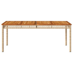 Berkfield Garden Table Beige 180X90X75 Cm Poly Rattan Acacia Wood - thumbnail 4
