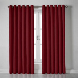 Luxury Living Linen Look Eyelet Ring Top Blackout Curtains Red - thumbnail 2