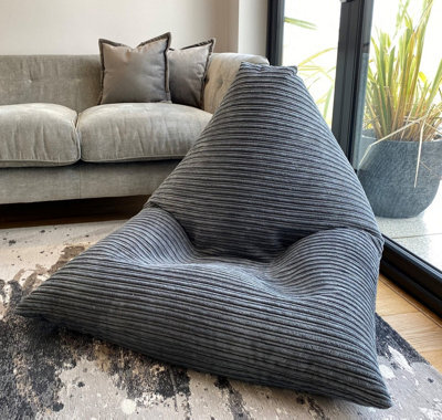 Beautiful Beanbags Adult Jumbo Cord Beanbag Wedge Ready Filled Bean Bags - Grey - image 1