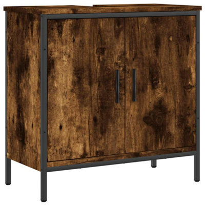 Berkfield Sturdy Bathroom Sink Cabinet Smoked Oak 60X30X60 Cm Engineered Wood