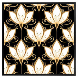 "Andrew Lee Black& Gold Floral Pattern (Picutre Frame) / 12X12"" / Brown" - thumbnail 8