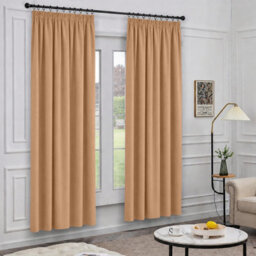 Oxford Homeware Beige 230 Gsm Blackout Curtain Thermal Insulated Pencil Pleat For Window Curtain Pair (W)168Cm X (L)137Cm - thumbnail 7