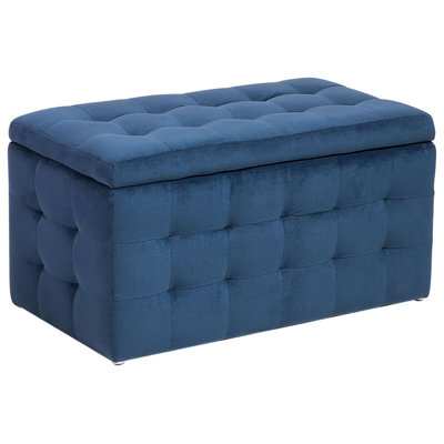 Beliani Storage Ottoman Michigan Velvet Dark Blue - image 1