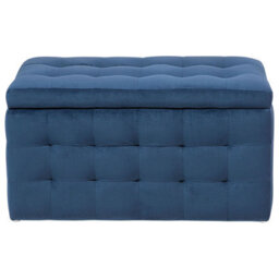 Beliani Storage Ottoman Michigan Velvet Dark Blue - thumbnail 4