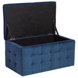 Beliani Storage Ottoman Michigan Velvet Dark Blue - thumbnail 5