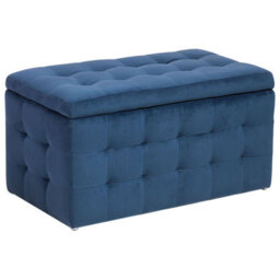 Beliani Storage Ottoman Michigan Velvet Dark Blue - thumbnail 1