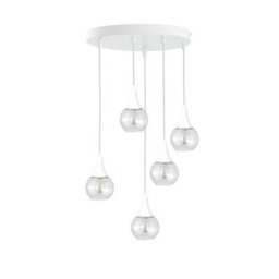 Luminosa Lighting Luminosa Lacrima Cluster Pendant Ceiling Light White Transparent Glass Shade 5X E27 - thumbnail 1