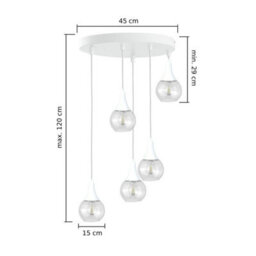 Luminosa Lighting Luminosa Lacrima Cluster Pendant Ceiling Light White Transparent Glass Shade 5X E27 - thumbnail 2