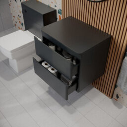 Affine Bathroom Cloakroom Vanity Unit 600mm Wall Hung Cabinet Drawer Anthracite Grey - thumbnail 2