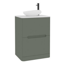 Royal Bathrooms Venice 600mm Sage Green Freestanding Bathroom Countertop Vanity Unit 2 Drawer With Nova Basin - thumbnail 7