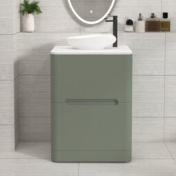 Royal Bathrooms Venice 600mm Sage Green Freestanding Bathroom Countertop Vanity Unit 2 Drawer With Nova Basin - thumbnail 1