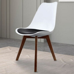 Fusion Living Soho White & Black Plastic Dining Chair With Squared Dark Wood Legs - thumbnail 2