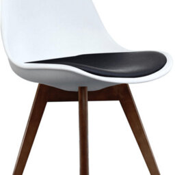 Fusion Living Soho White & Black Plastic Dining Chair With Squared Dark Wood Legs - thumbnail 3