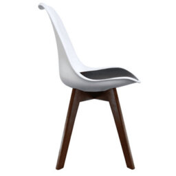 Fusion Living Soho White & Black Plastic Dining Chair With Squared Dark Wood Legs - thumbnail 6