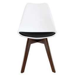 Fusion Living Soho White & Black Plastic Dining Chair With Squared Dark Wood Legs - thumbnail 7