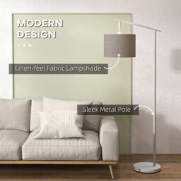 Wyld Haus Moneel Metal Grey Adjustable Floor Lamp With Rotating Cream Shade Led Bulb - thumbnail 4