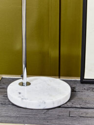 Orsina Chrome Table Lamp With White Marble Base, Arched Design With Metal Dome Shade, Chrome Finish Desk Light - thumbnail 2