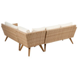 Beliani Garden Corner Sofa With Table 6 Seater Vittoria Pe Rattan Off-White - thumbnail 6