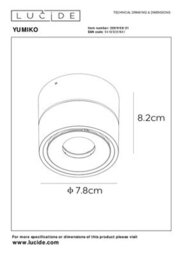 Lucide Yumiko Modern Surface Mounted Ceiling Spotlight 7,8Cm - Led Dim. - 1X8W 2700K - White - thumbnail 6