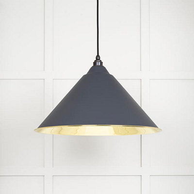 From the Anvil Smooth Brass Hockley Pendant In Slate - image 1