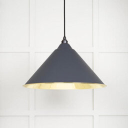 From the Anvil Smooth Brass Hockley Pendant In Slate - thumbnail 1