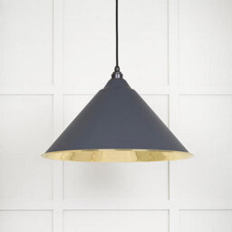 From the Anvil Smooth Brass Hockley Pendant In Slate - thumbnail 3