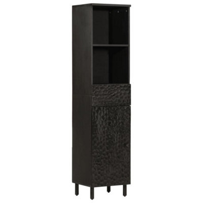 Berkfield Bathroom Cabinet Black 38X33X160 Cm Solid Wood Mango - image 1
