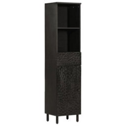 Berkfield Bathroom Cabinet Black 38X33X160 Cm Solid Wood Mango - thumbnail 1