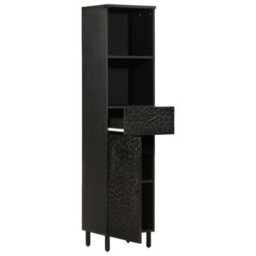 Berkfield Bathroom Cabinet Black 38X33X160 Cm Solid Wood Mango - thumbnail 2